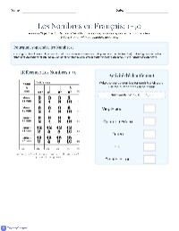 French Numbers 1-50 Activities