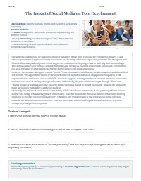 Analyzing Arguments: Social Media and Teens