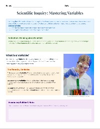 Scientific Variables in Experiments