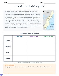 Colonial Regions Sorting Activity
