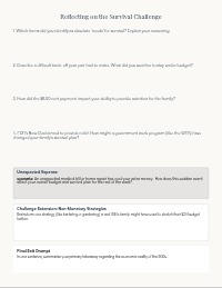 Great Depression Family Survival Planning Worksheet