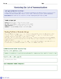 Progressive Summarization Skills