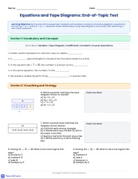 Algebraic Equations and Tape Diagrams Mid-Unit Assessment