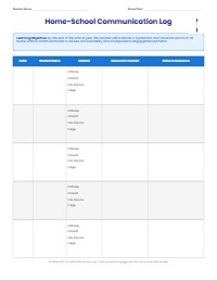 Professional Home-School Communication Binder Log
