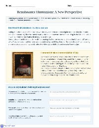 Understanding Renaissance Humanism