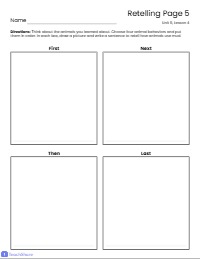 supports with story recall , sequence, identifying key details when asked "Tell me what happened in the story?"