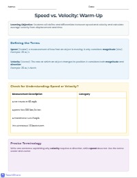 Speed vs. Velocity Concept Check