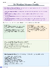 Personal Working Memory Toolkit