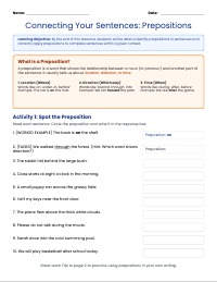 Mastering Prepositions: Grammar Review Worksheet
