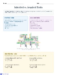 Inherited vs. Acquired Traits Overview