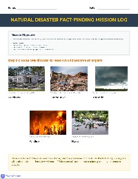 Natural Disaster Fact-Finding Mission Log