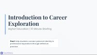 Introduction to Career Exploration