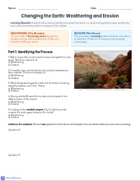 Earth's Changing Surface: Weathering and Erosion