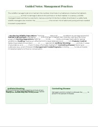 Principles of Wildlife Conservation and Management