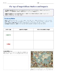 European Imperialism Motives Note Catcher