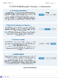 T-TESS Walkthrough Summary