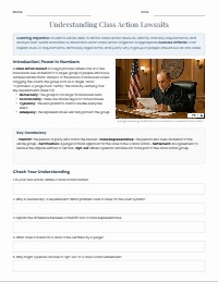 Class Action Lawsuits Worksheet