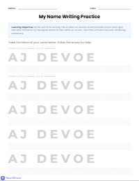 Practice Writing My Name: AJ DEVOE