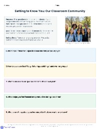 High School Getting-to-Know-You Questionnaire