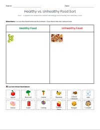 Healthy and Unhealthy Food Sorting Activity