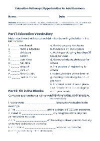 Adult ESL: Education Pathways