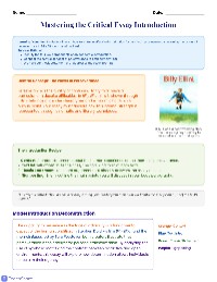 Crafting Critical Response Introductions