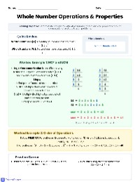 Whole Number Operations and Applications