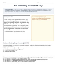 Comprehensive ELA Skills Baseline Assessment