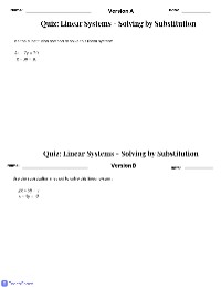 Solving Linear Systems