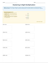 2-Digit by 2-Digit Multiplication