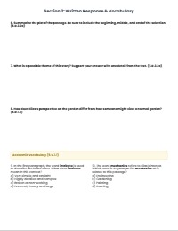 5th Grade Literary Analysis Reading Assessment
