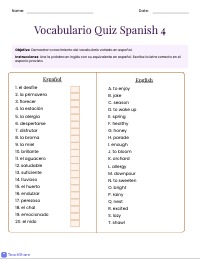 1 - Vocab quiz Spanish 4-05/14/26