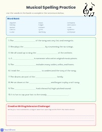 Music Spelling and Vocabulary Practice