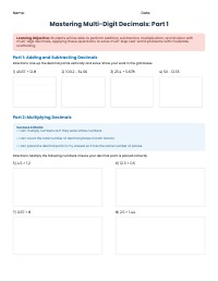 Grade 6 Unit 5 Arithmetic Assessment