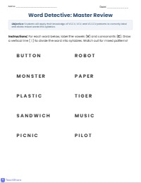 Mastering Syllable Division Patterns