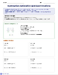 Two-Digit Subtraction Estimation Worksheet