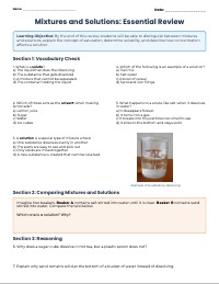 Mixtures and Solutions Investigation 2 Review