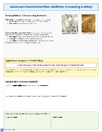 Animal Feedstuffs and Livestock Nutrition