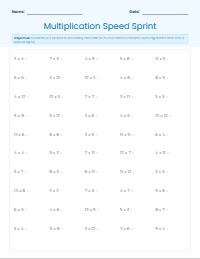 Multiplication Fluency Practice: 0 to 12