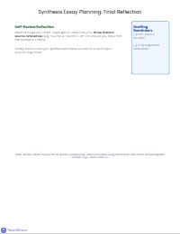 Synthesis Essay Planning and Drafting Worksheet