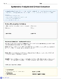 Critical Evaluation Skills Review