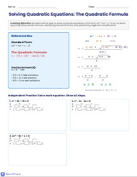 Mastering the Quadratic Formula Practice Worksheet