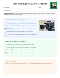 News Filming Professional Standards Checklist