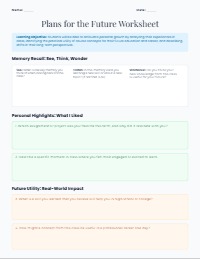 Class Reflection and Future Planning Worksheet