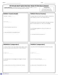 4th Grade Math Daily Spiral Review