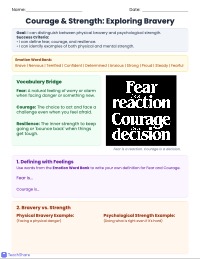 Courage vs. Fear Graphic Organizer
