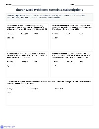 Linear Equation Word Problem Worksheets