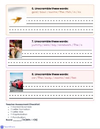Sentence Scramble and Handwriting Assessment