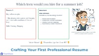 Crafting Your First Professional Resume