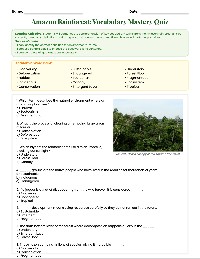 Amazon Rainforest Vocabulary Quiz